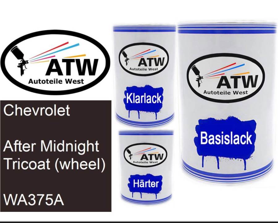 Chevrolet, After Midnight Tricoat (wheel), WA375A: 500ml Lackdose + 500ml Klarlack + 250ml Härter - Set, von ATW Autoteile West.